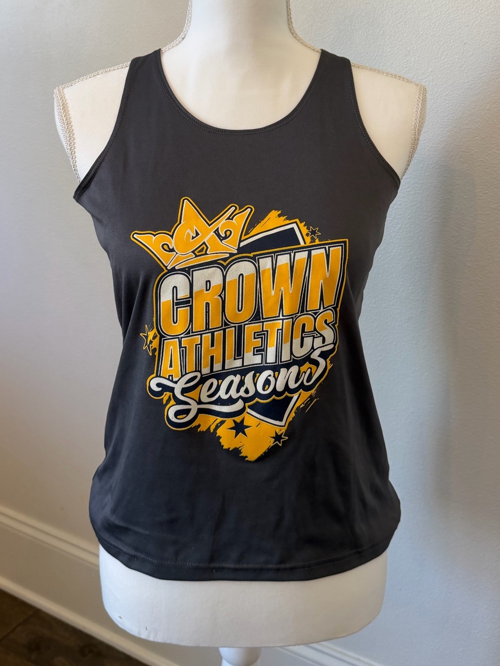 Grey and Yellow Graphic Tank Top